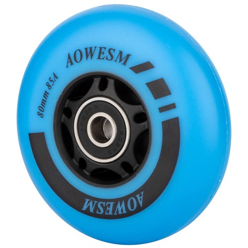AOWESM Inline Skate Wheels 80mm 76mm 72mm 85a Outdoor Indoor Black Blue Red Roller Hockey Blades Replacement Wheels w/Bearings ABEC-9 and Floating Spacers (8-Pack) (Blue, 80mm)