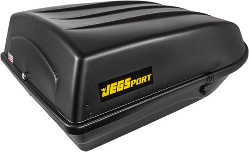 JEGS Rooftop Cargo Carrier for Car Storage - Large Roof Rack Cargo Carrier - Front Hinge/Rear Lock - Rear Opening Weatherproof Storage - Made in USA - 18 Cubic Ft - 110 Lb Capacity - Aero Design