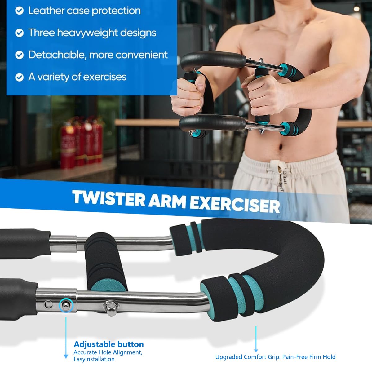 Twister Arm Trainer - Adjustable 80-110lb Resistance with High-Tensile Steel Spring, Portable Arm & Chest Workout Equipment for Forearm, Triceps Strength Training, Home Workout Equipmen for Men&Women