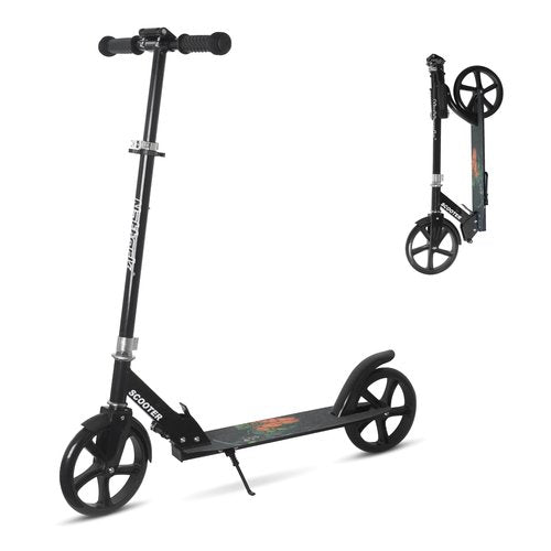 Nattork Scooter for Kids 8-12, Teens and Adults- Adjustable Height Folding Kick Scooter with Large Sturdy Wheels for a Smooth Ride, Lightweight, Anti-Shock Suspension for Boys and Girls-Black