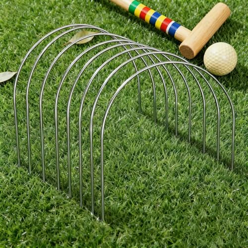 Set of 10 U-Shape Croquet Wickets - Galvanized Steel with Plastic Coating