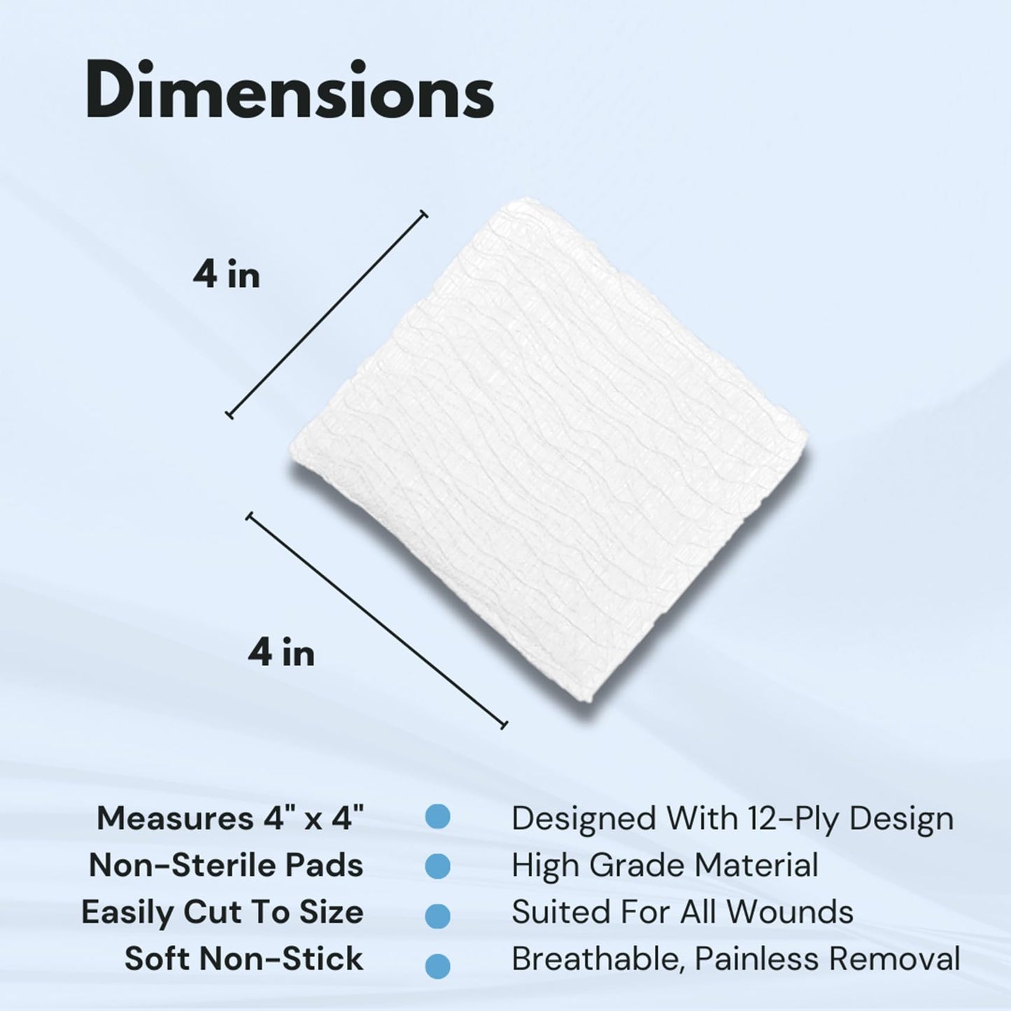 Dealmed 4" x 4" Surgical Sponges, 12-Ply, Absorbent Woven Gauze Pads, Non-Sterile Wound Care for First Aid Kit and Medical Facilities, 200 Count (Pack of 4)