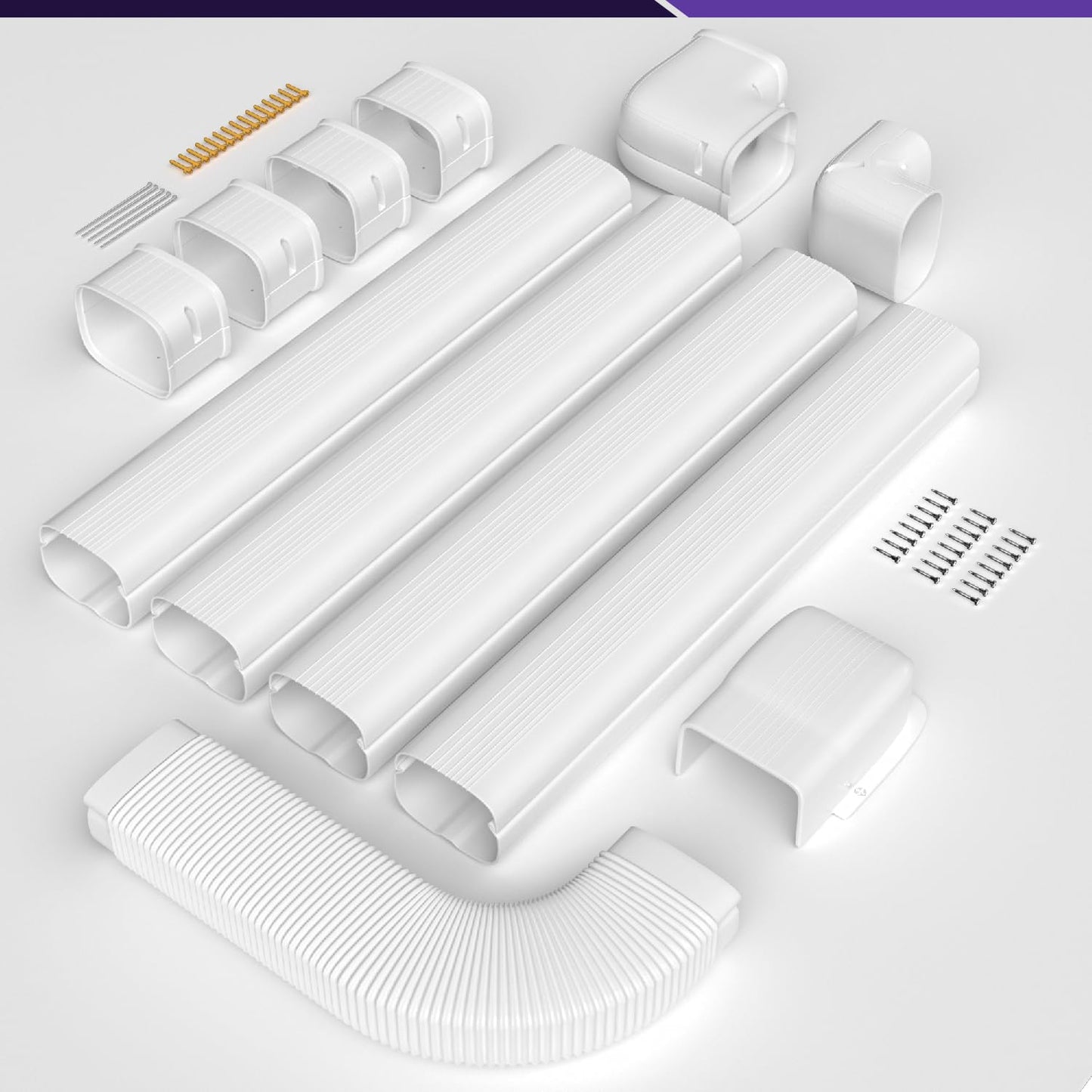 Cestluck 5'' 17 Ft Mini Split Line Set Cover, PVC & PP Line Cover Set Universal for Mini Split AC & Central AC