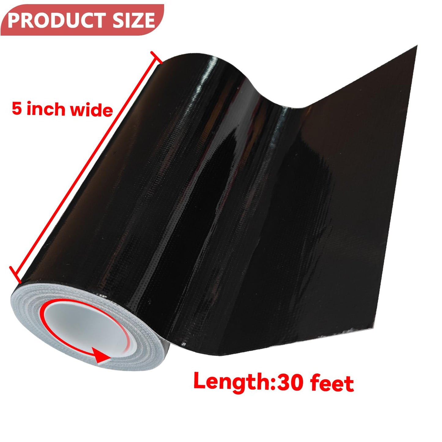 Birllaid Waterproof RV Awning Repair Tape for Tent,Tarp, Boat Covers Repair Tape,RV Awning, Sail Tape, Tear Repair Patch Kit, 5 Inch x 30FT (Black)
