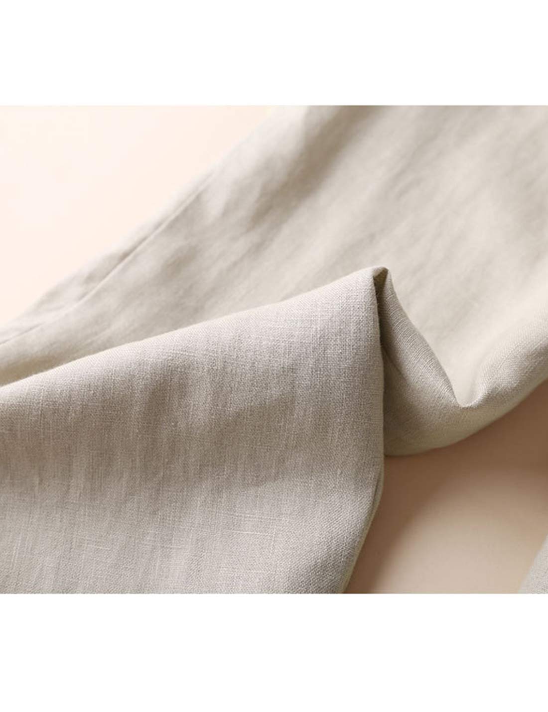 Tanming Linen Pants for Women Summer Casual High Waisted Drawstring White Beach Pant (Khaki, M)