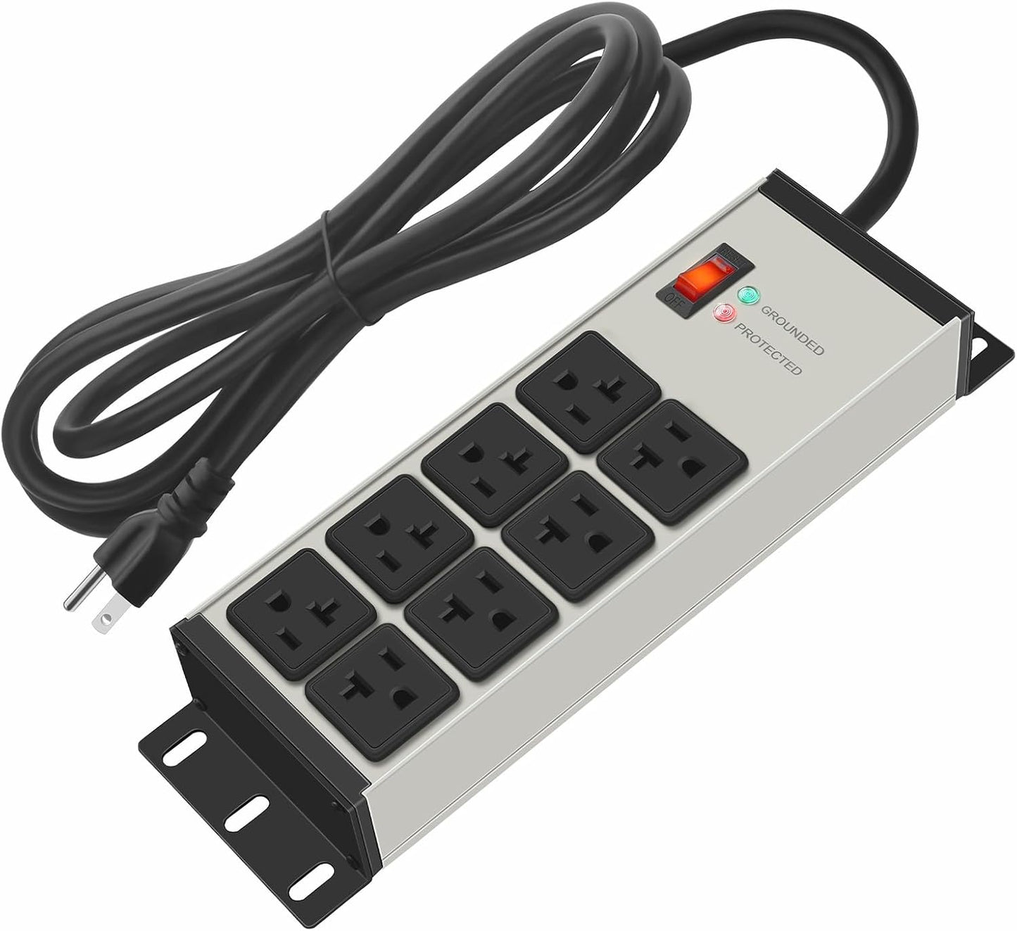 Heavy Duty 20 Amp Surge Protector Power Strip with 8 Outlets, 6FT Wall Mount - Yellow