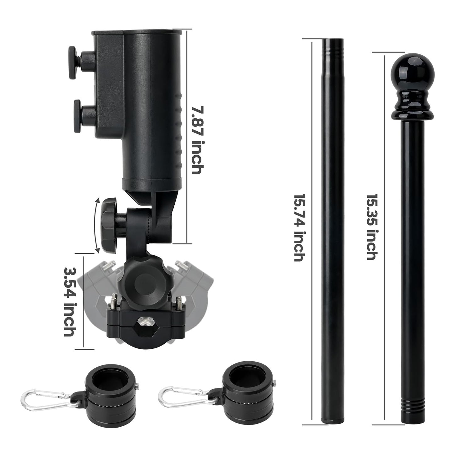 10L0L Golf Cart Flagpole Kit with 12x18" American Flag, Universal Fit for Club Car, EZGO, Yamaha Golf Cart, Adjustable Black Stainless Steel Pole Mount, Golf Cart Flag Holder Accessories