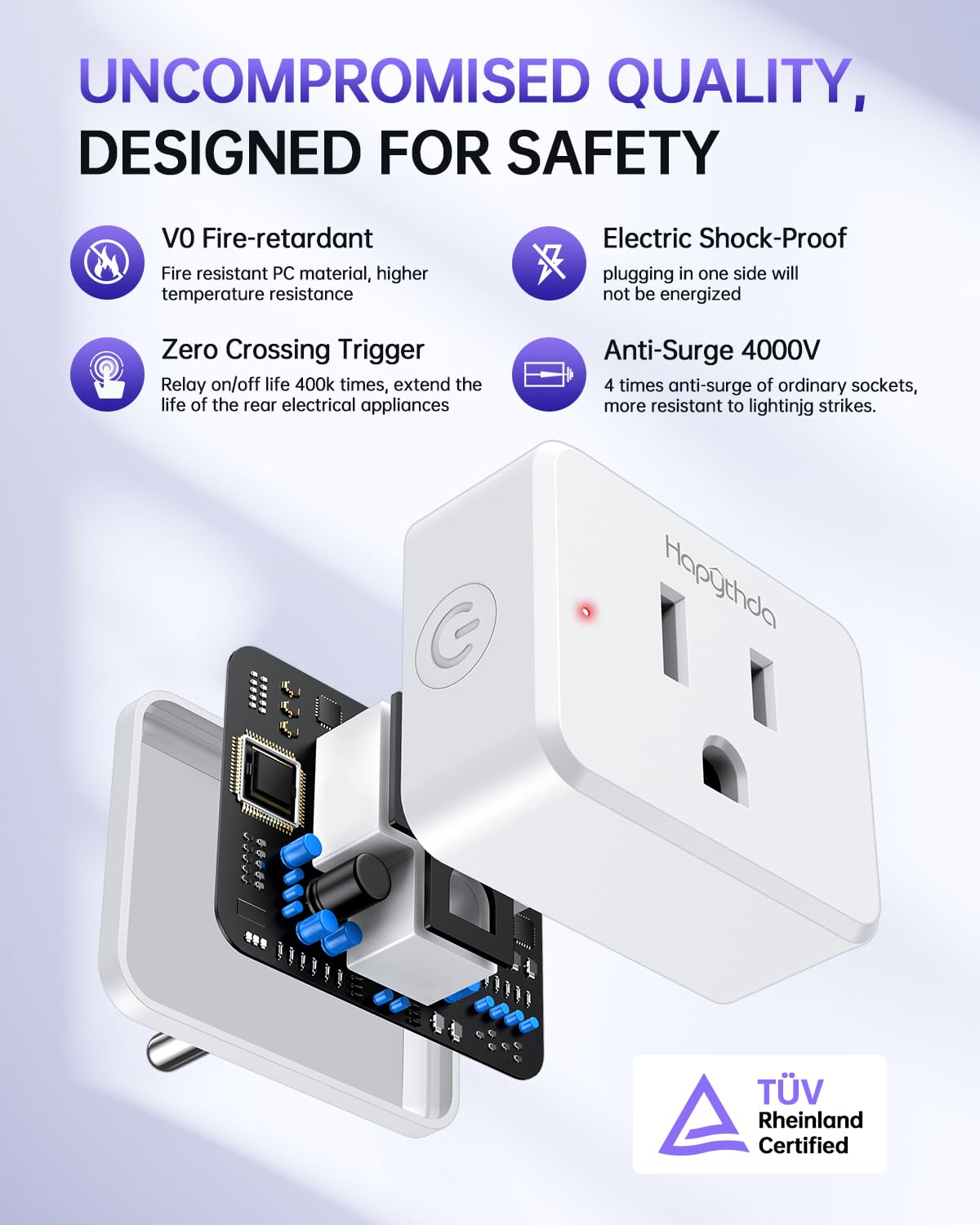 HAPYTHDA Remote Control Outlet Plug, 15A/1500W Remote Outlet Switch, 300ft RF Range Wireless Remote Light Switches, No Wiring Needed for Light, Small Electrical Appliance, Compact Design, TUV Listed