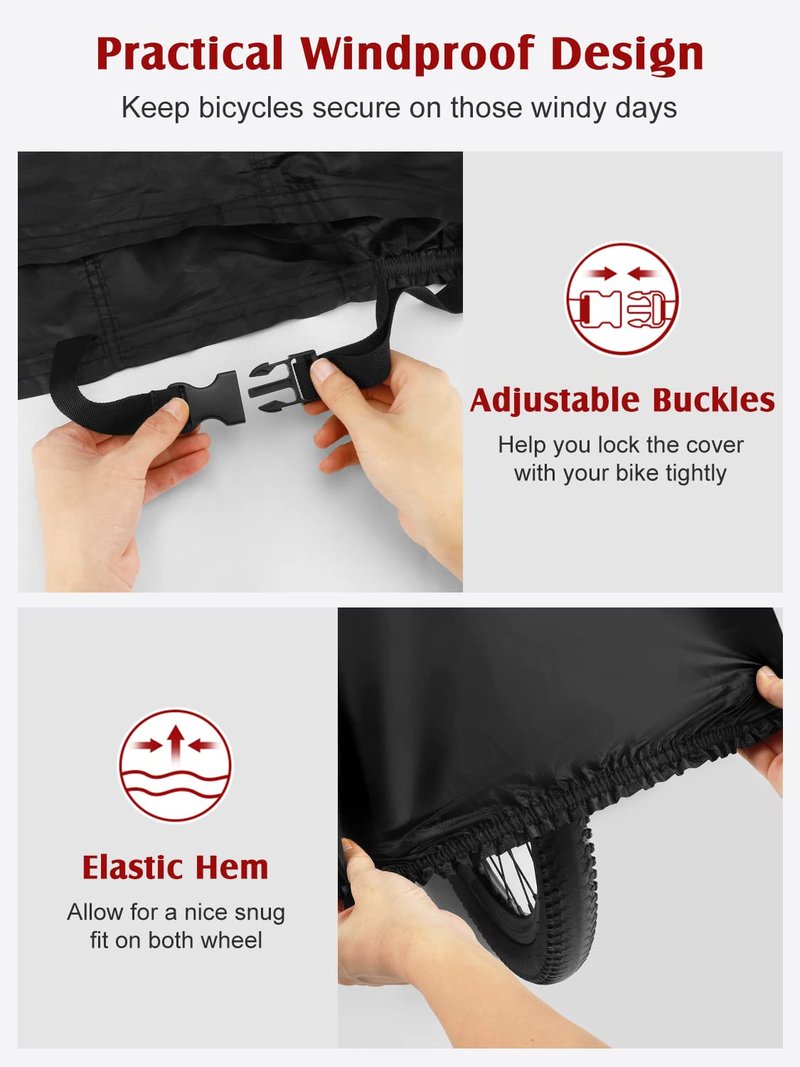 AngLink Bike Cover for 2 Bikes - 210D Oxford Outdoor Waterproof Bicycle Covers with Lock Hole, All Weather Protection Bikes Storage Cover for Mountain Road Electric Beach Cruiser Hybrid