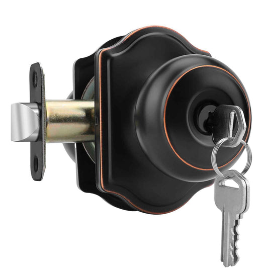 Haidms Keyed Entry Bronze Door Knob Interior, Exterior Locking Door Knobs, Oil Rubbed Bronze Exterior Doorknobs with Lock and Key, 1 Pack