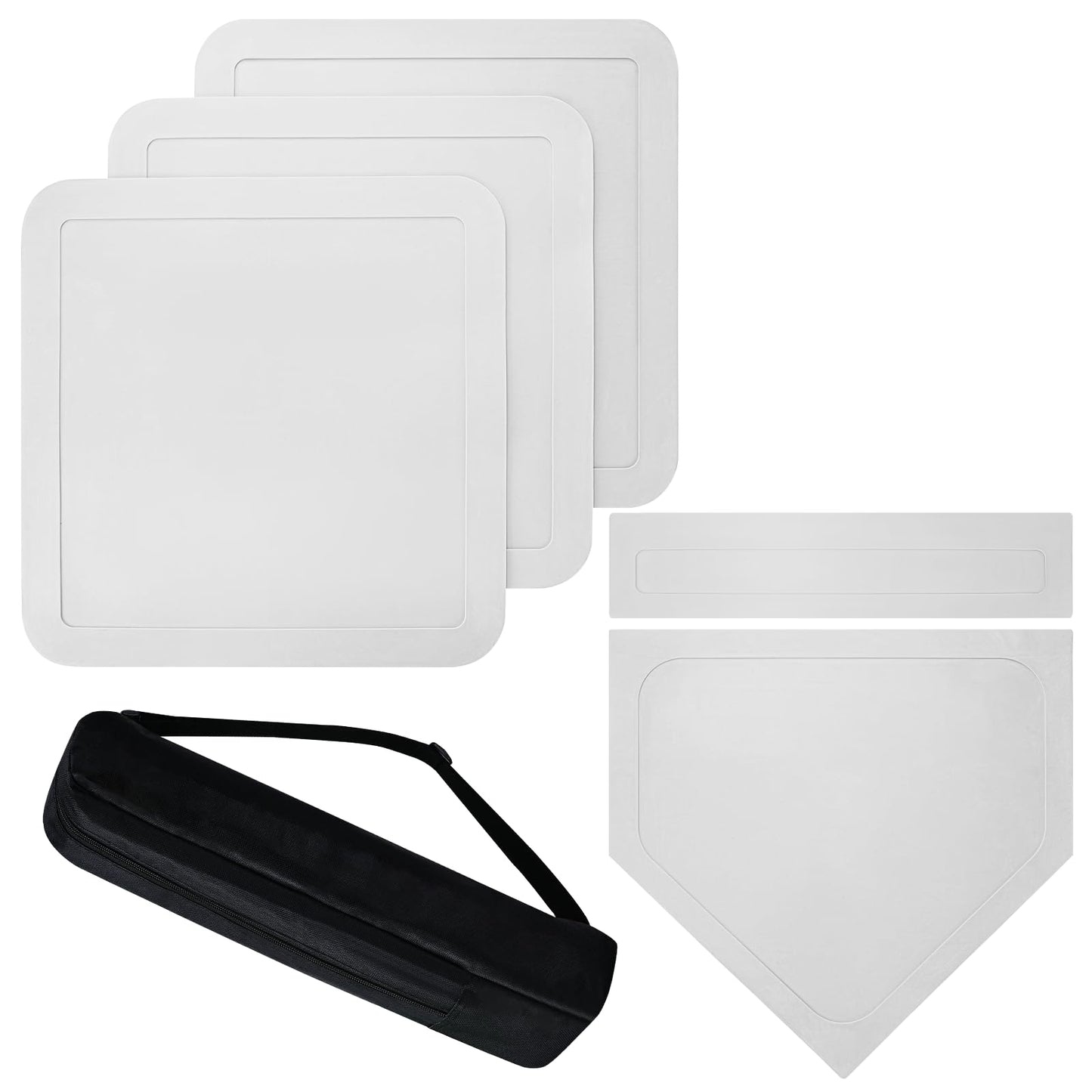 Lolyer Baseball Bases for Yard- 3 Throw Down Bases 1 Homeplate 1 Pitching Base for Baseball Practice, Rubber Bases for Kickball Baseball Softball Play (White)