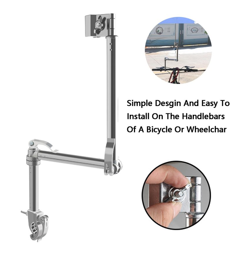 Puxitri Wheelchair Umbrella Mount Holder, 360° Adjustable & One-Key Lock, Wheelchair Accessory, Fits 22-27mm Handlebars for Strollers, Golf Carts, Wheelchairs