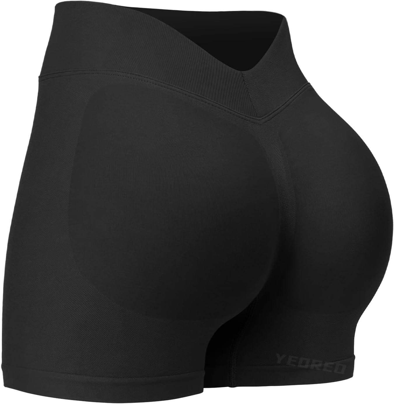 YEOREO SoftHue Women's Workout Shorts - High Waisted Tummy Control | 3.6" Hidden Scrunch V Back Biker Shorts