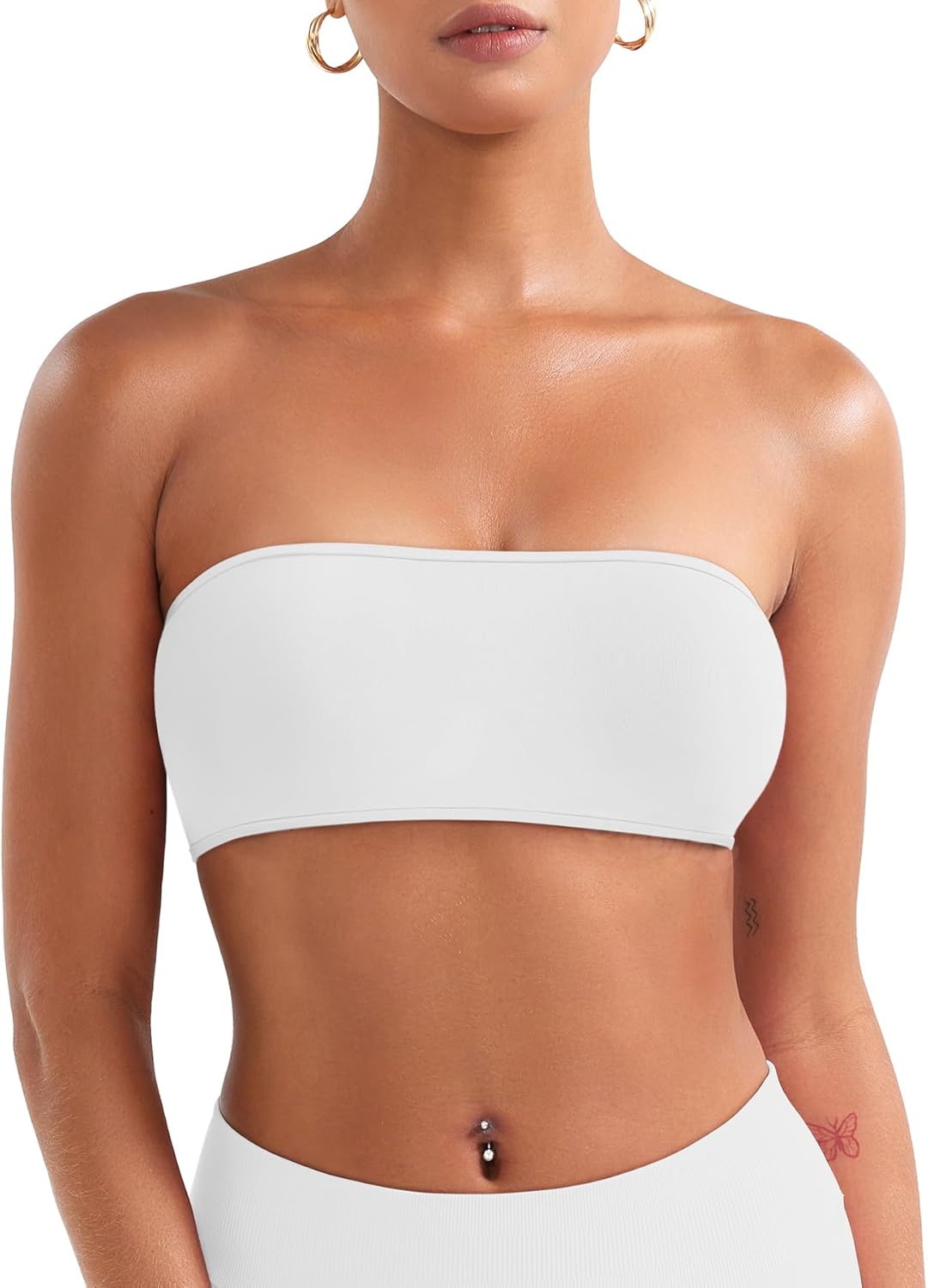 VOYJOY Backless Bandeau Bra - Adjustable Strapless Workout Top for Comfort & Support