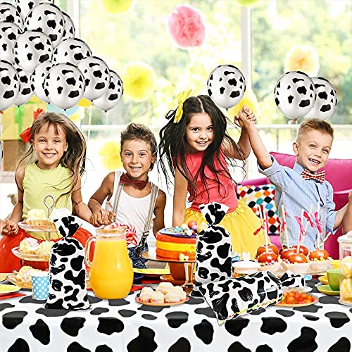 Cow Print Tablecloth - 2 Pcs Plastic Covers 87 x 51 Inches