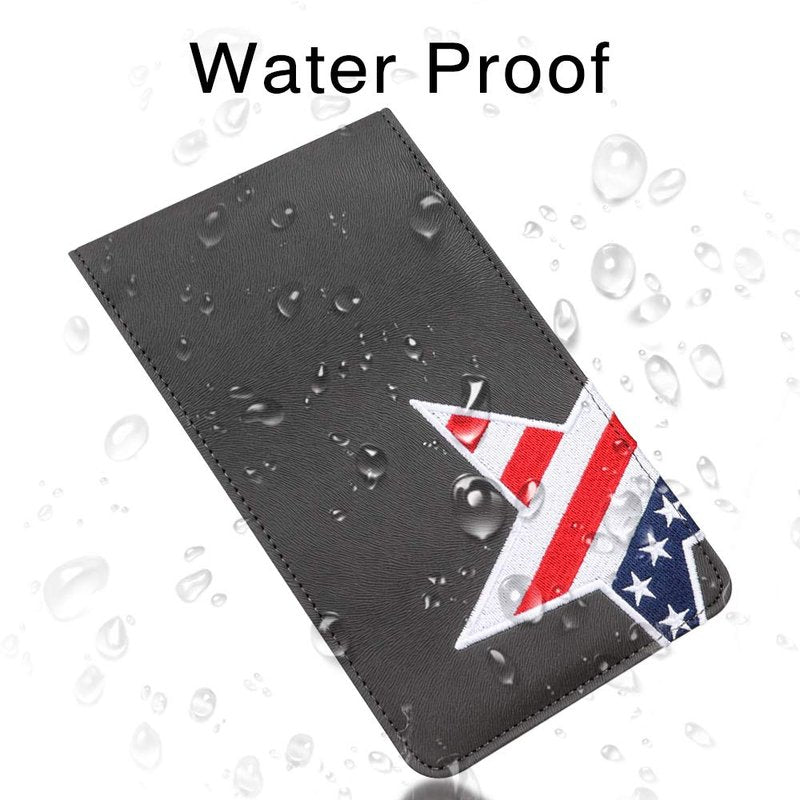 Craftsman Golf Leather USA Flag Star Gray Scorecard Holder Yardage Book Cover Golf Accessories Also can Customize Your Name (US Size)