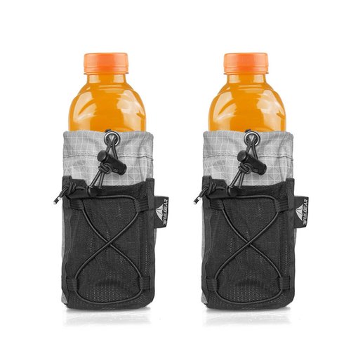 3F UL Gear Water Bottle Sleeve for Backpack Shoulder Straps, Bottle Holder Pouch, Molle Adjustable Pouches Bottle Carrier Bag for Camping Mountaineering Hiking Outdoor Activities(2-Pack Grey)