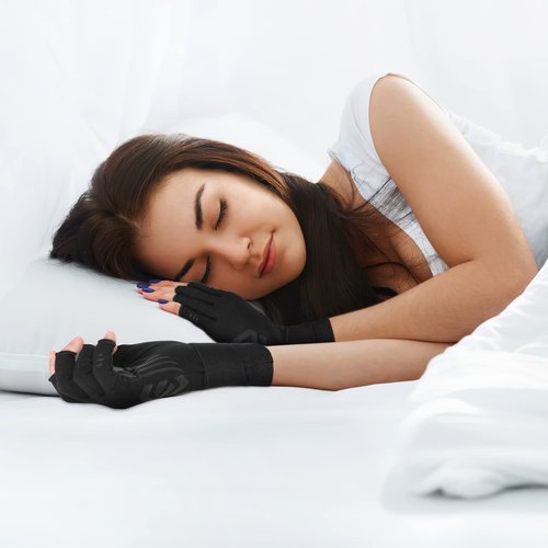 Duerer Arthritis Compression Gloves with Straps, Women Men for RSI, Carpal Tunnel, Rheumatoid, Tendonitis, Hand Pain, Hand Support. Fingerless Gloves for Computer Typing and Daily work (Black, M)