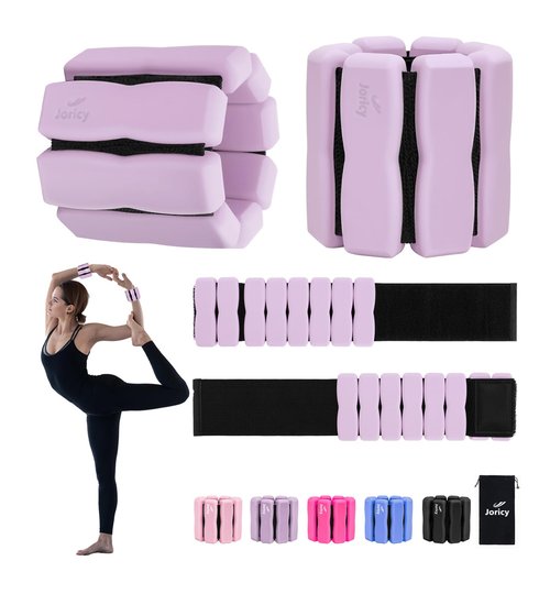 Wrist Weights Adjustable Ankle Weights for Women Men 1LBS *2 Pilates Silicone Leg Arm Weighted Bracelet for Yoga Dance Running Walking Swimming Home Gym Physical Therapy Purple