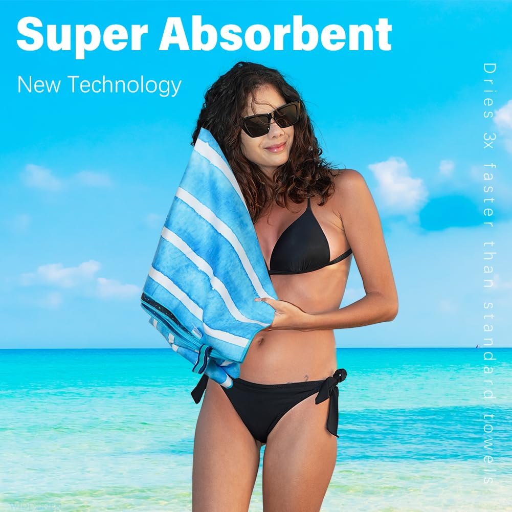 Skiennix Microfiber Beach Towels - Quick Dry, Sand-Free, Extra Large, Compact & Soft | 2 Pack
