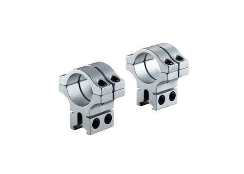 BKL 301 1" Long Double Strap Dovetail Scope Rings - 0.979" High - for 30mm Scope Tubes - Fit 3/8" or 11mm Dovetails - Silver