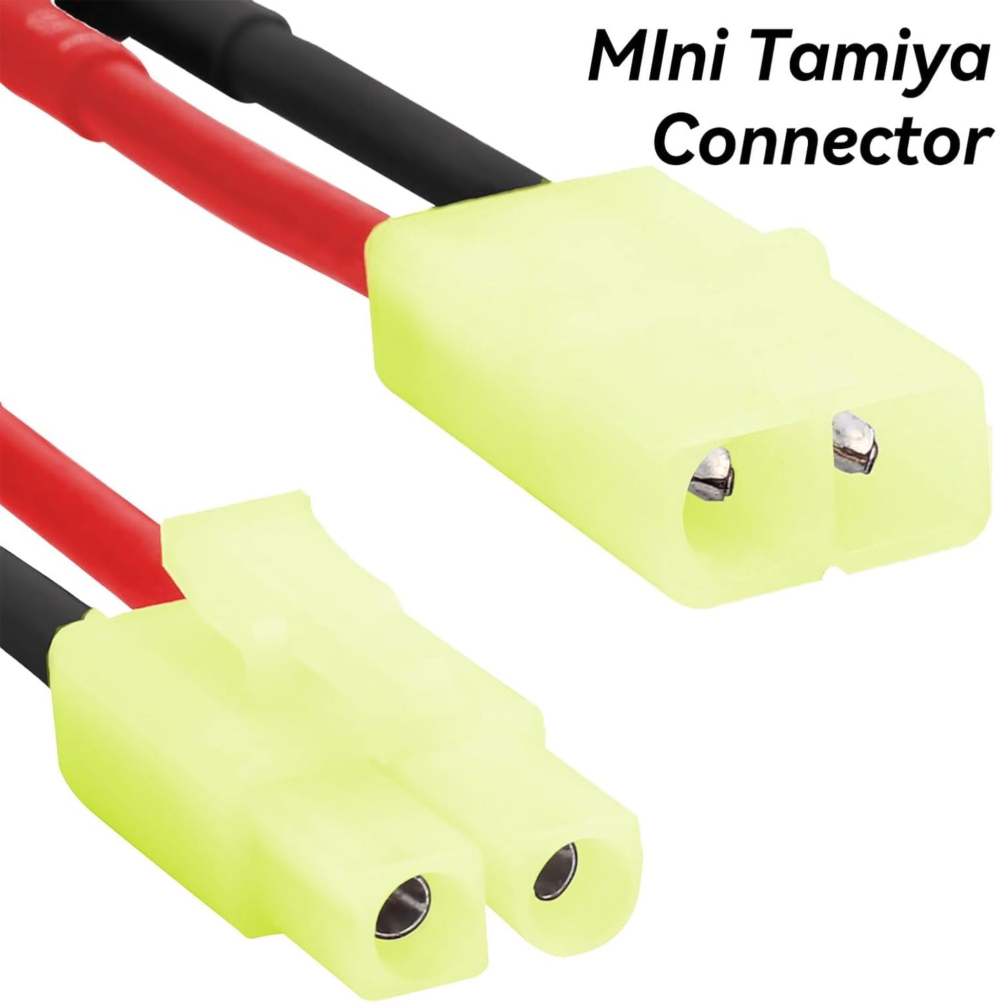 Tamiya Mini Connector to Deans T Plug - 10 Pack 16AWG Male/Female Adapter for RC Cars & Airsoft