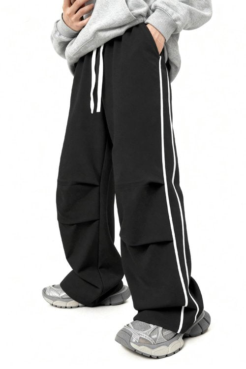GINGTTO Mens Baggy Sweatpants Wide Leg Y2k Track Pants Men Loose Fit Open Bottom Sweat Pants for Men Black L