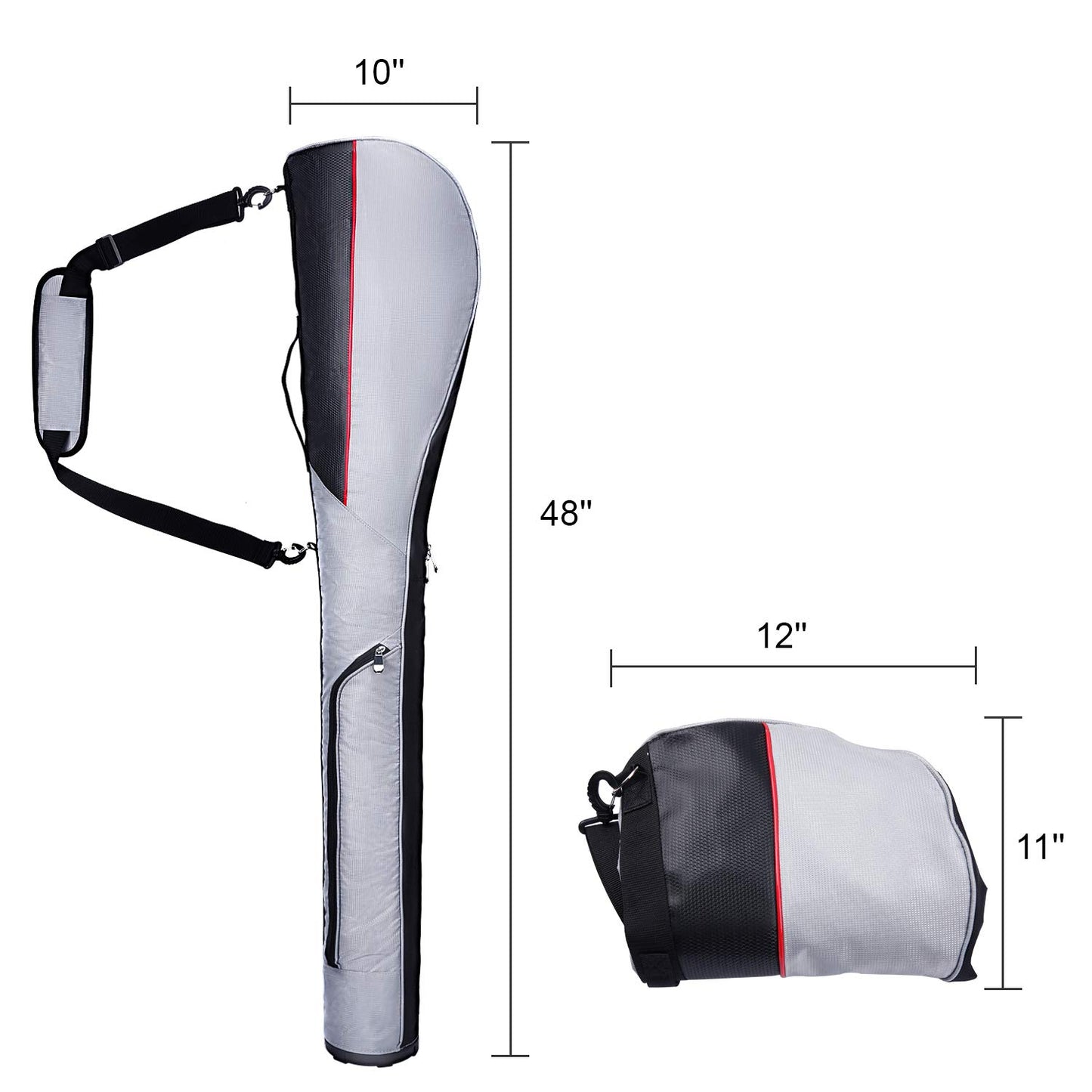 Konday Golf Club Travel Case Gun Bag Foldable with Hard Base,Driving Range Mini Course Practice Lightweight Golf Sundy Carry Bag for 7 Clubs,Gray