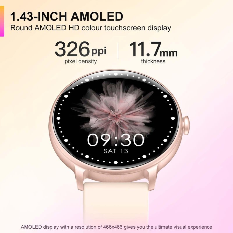 ZPPSNFIT Smart Watch, 1.43'' AMOLED Smart Watches for Men Women (Answer/Make Call), Fitness Tracker with Heart Rate/Sleep Monitor, IP68 Waterproof Activity Tracker, Pedometer for Android iOS