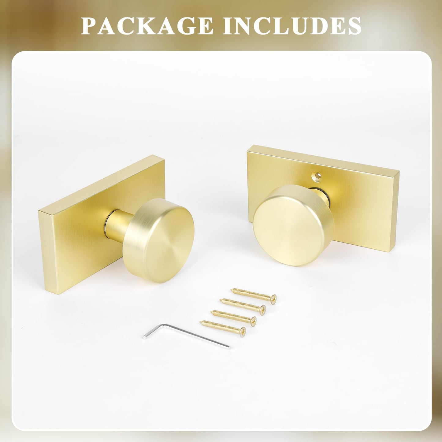 HIEMEY 4 Pack Satin Brass Dummy Door Knob Interior for Closet and Bifold, Gold Dummy Door Knobs