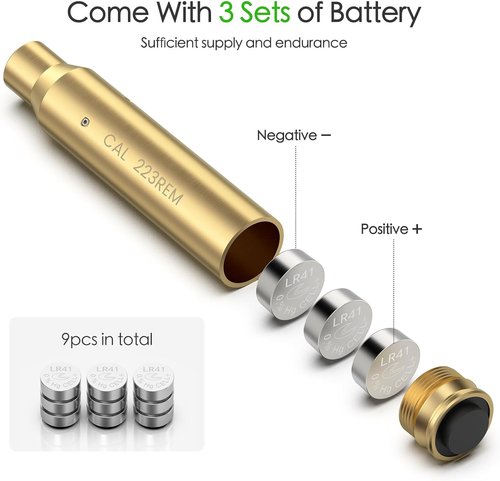 Feyachi Green Laser Bore Sight - 223 5.56mm Boresighter with Switch Design & 3 Battery Sets