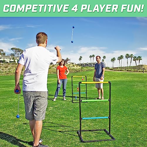 Ladder Toss Game Set with 6 Soft Rubber Bolo Balls & Carrying Case