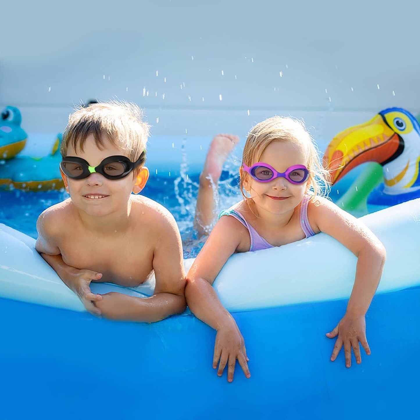 Skiennix Kids Swim Goggles - UV Protection & Anti-Fog Design | 4 Pack for Ages 6-14