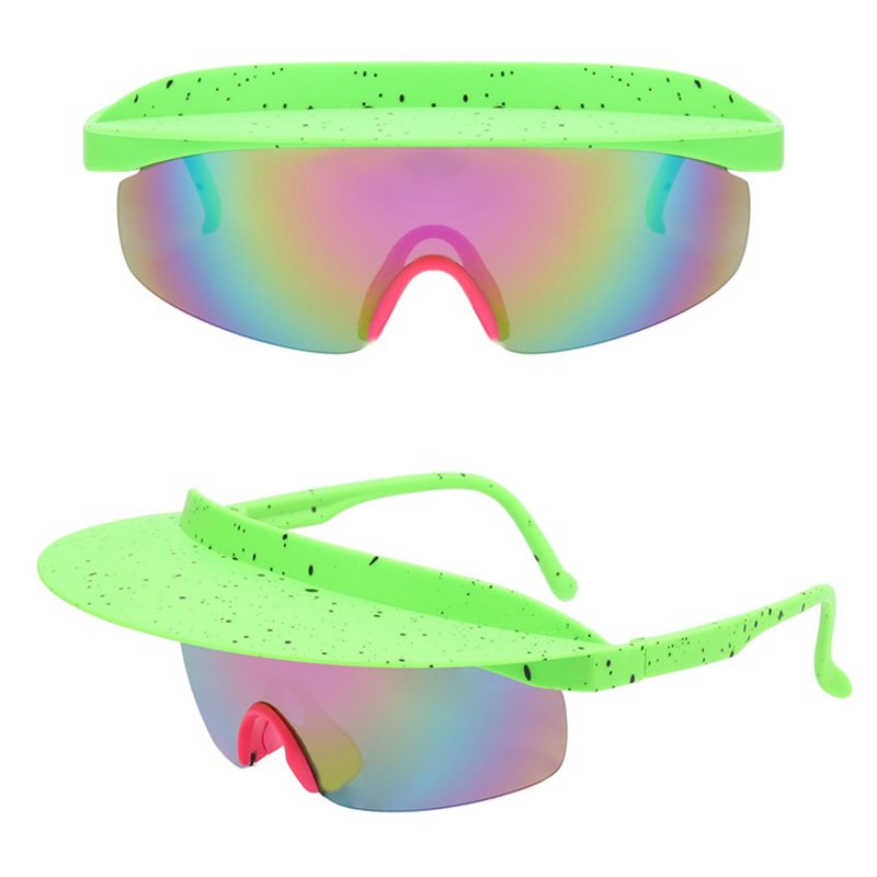 LUHUL Visor Sunglasses UV400 Polarized for Men Women Teens, Wrap Around Sport Glasses for Outdoor Activities (green spot, purple)