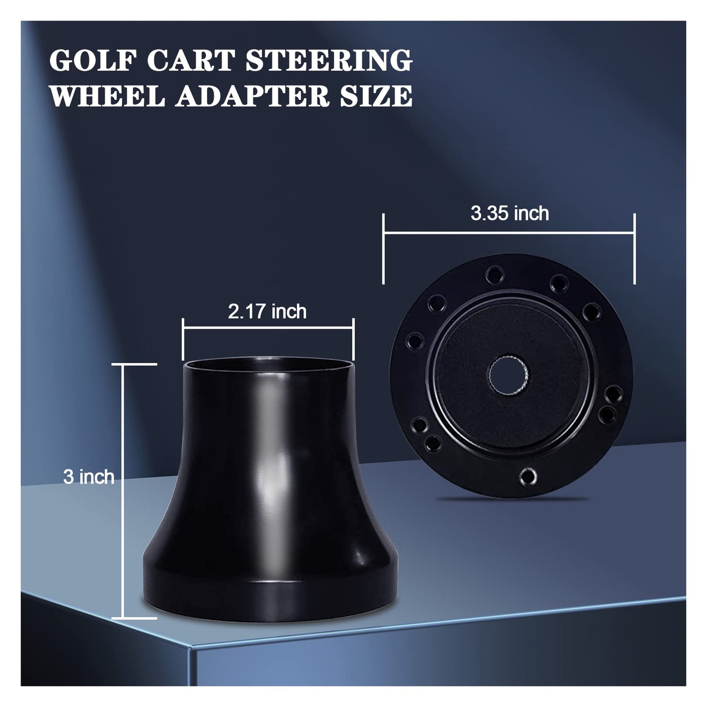 Golf Cart Steering Wheel Fit for EZGO RXV & TXT, Club Car DS, Club Car Precedent, Yamaha, Most Golf Cart (A Yamaha Adapter - Black)