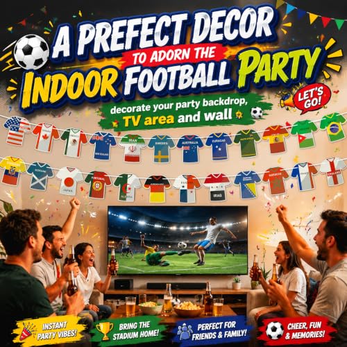 World Cup Jersey-Shaped Flag Banners - 48 Country Decorations