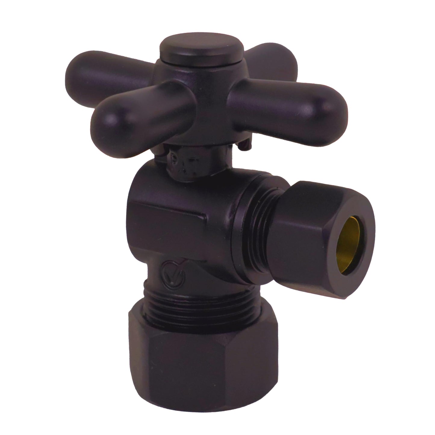 Westbrass D105BX-2-62 1/4-Turn Cross Handle Angle Stop Shut Off Valve, 5/8" OD x 3/8" OD, Matte Black (2-Pack)