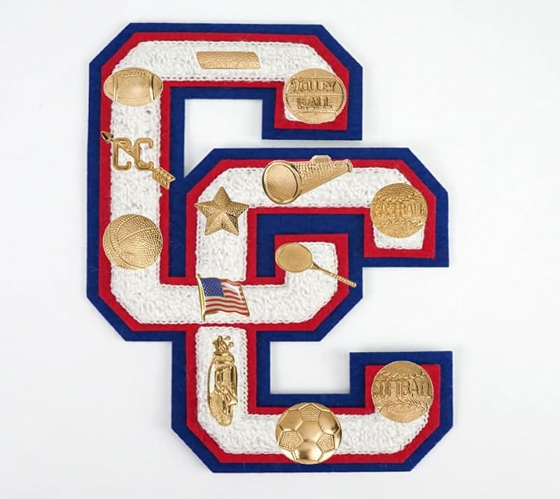 Chenille Letter Sport Pins - 4 Pack Service Bar