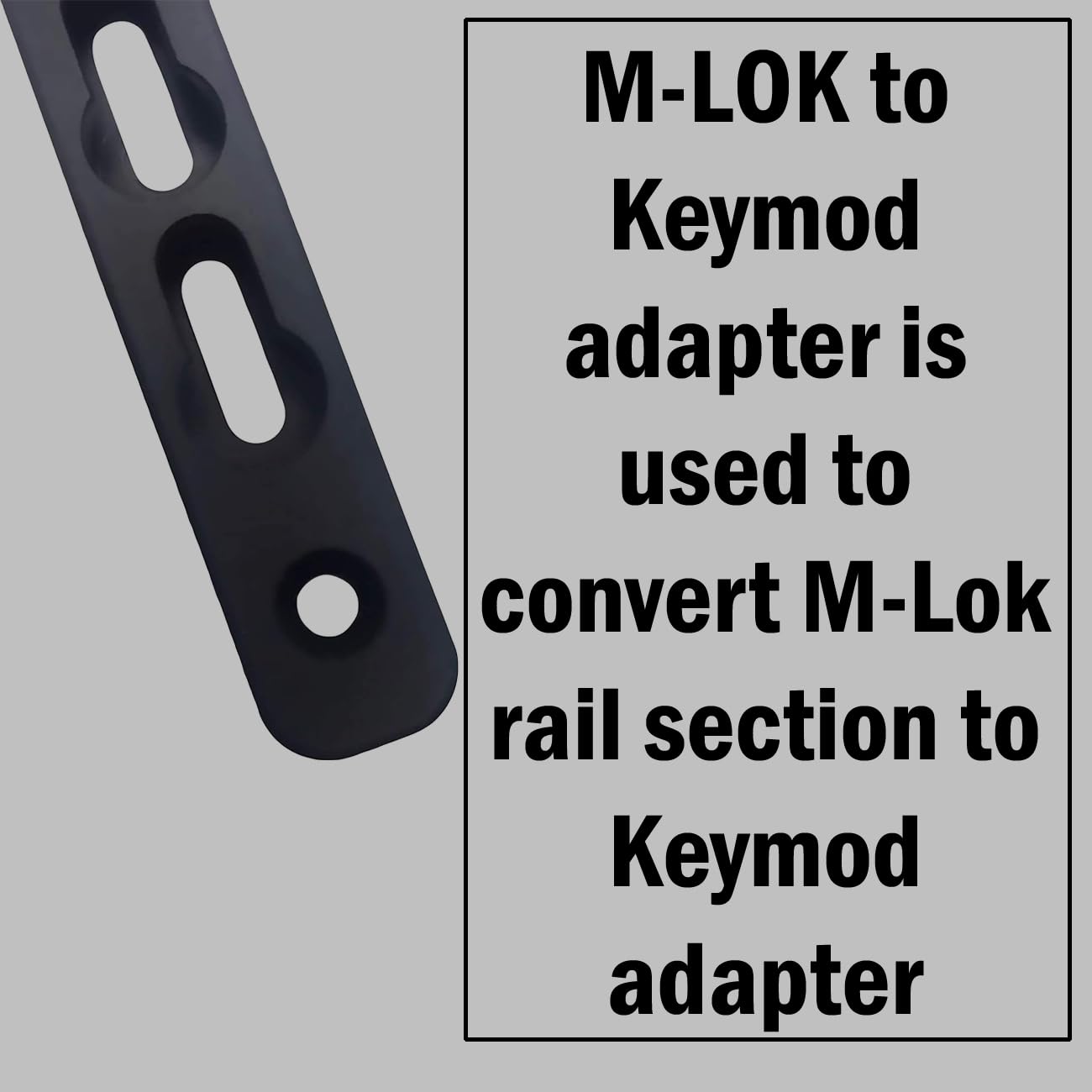 Gotical 1-Pack 5 Inch Sl M-LOK to Keymod Adapter-Keymod Rail Section M-Lok to Key mod Converter Alumiuym Matte Black.