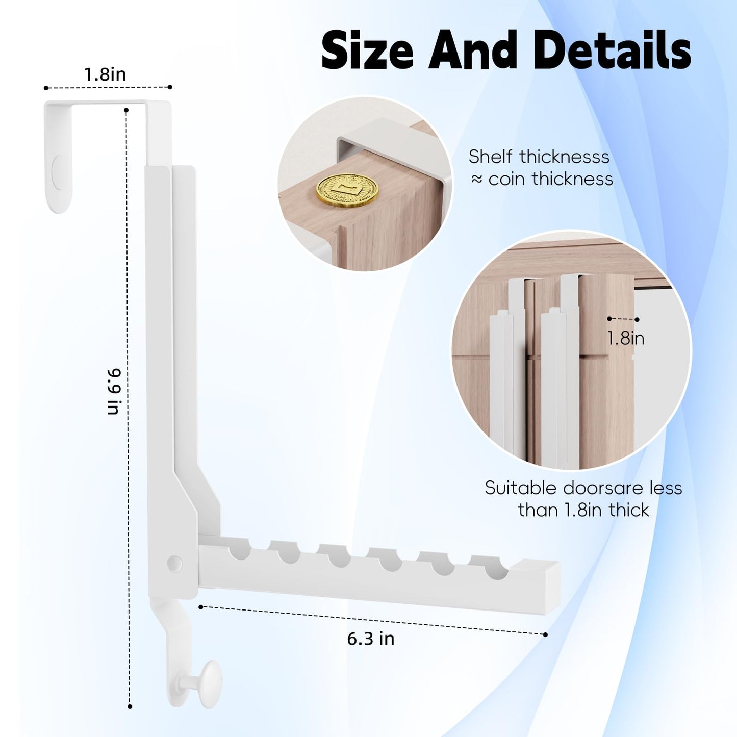 2 Packs Over The Door Clothes Hanger, Foldable Heavy Duty Small Drying Rack Clothing, Space Saving Over Door Hanger Collapsible Coat Towel Racks for Laundry Bathroom Travel Storage (2Pack, White)