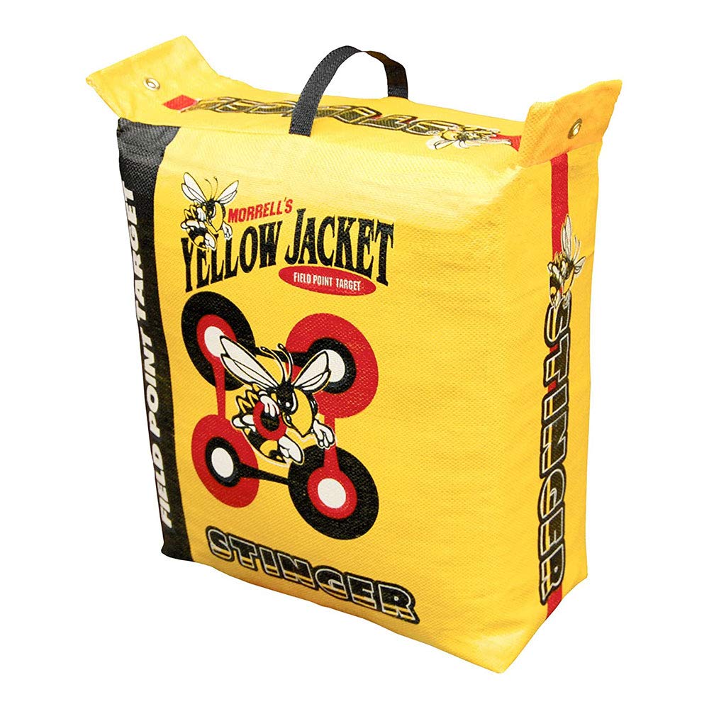 Morrell Yellow Jacket 19lb Portable Stinger Field Point Archery Bag Target with HME Products 30in Bag Target Stand and Indoor Outdoor Bow Storage Rack