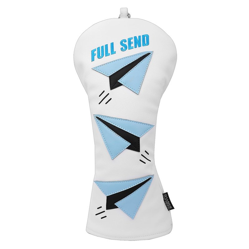 SHABIER White Golf Driver Headcover with Blue Airplane Design for Golf Driver Club