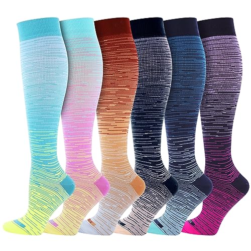 LEVSOX Compression Socks for Women & Men 20-30mmHg Medium 6 Pairs Travel, Pregnancy, Nursing
