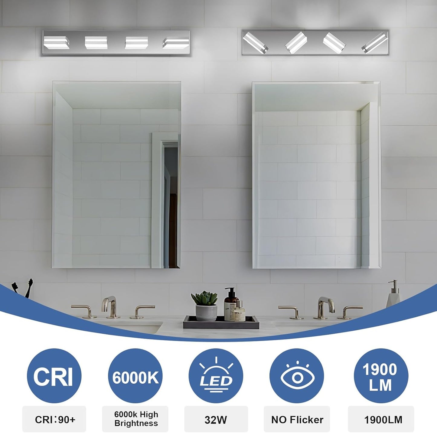 3-Light Modern LED Bathroom Vanity Light Fixture - Black Metal & Acrylic, 16-inch Over Mirror Lighting