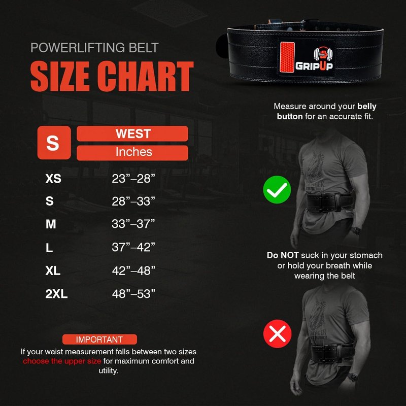 GripUp Weight lifting Belt 6 Inch Auto-Lock Curved Padded Back Lumbar Support Gym Belt for Fitness Exercise Bodybuilding Powerlifting Workouts Deadlifts Squats & Weightlifting Men Women (Black, S)