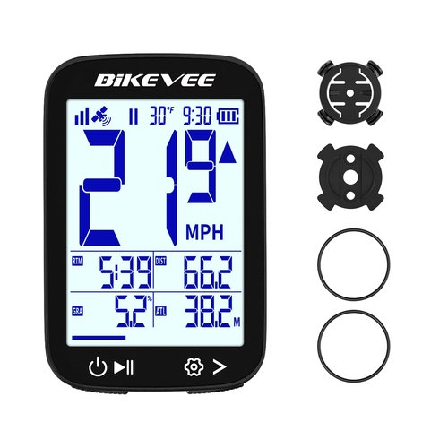 Bikevee Bike Speedometer GPS Wireless Cycling Computer – Auto Start/Stop, Auto Backlight, Waterproof Bicycle Odometer MPH KM/H, 2.4" LCD Display – Black
