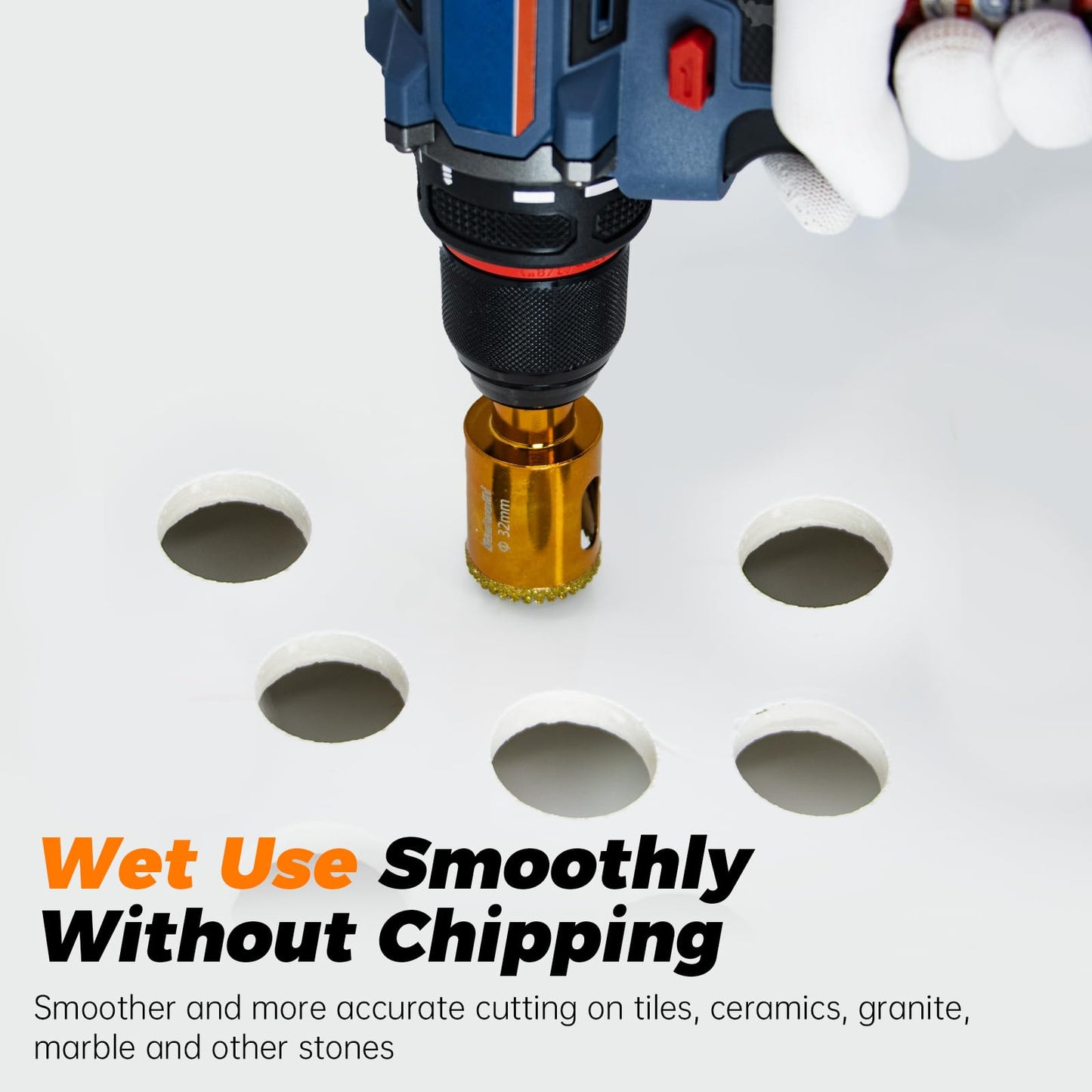 DaduoRi 1" Serrated Diamond Hole Saw with 2Pcs Removable Pilot Bits, Easy-Align for Precise Drilling in Porcelain, Ceramic Tile, Granite, and Marble (1 inch Granite Drill Bit)