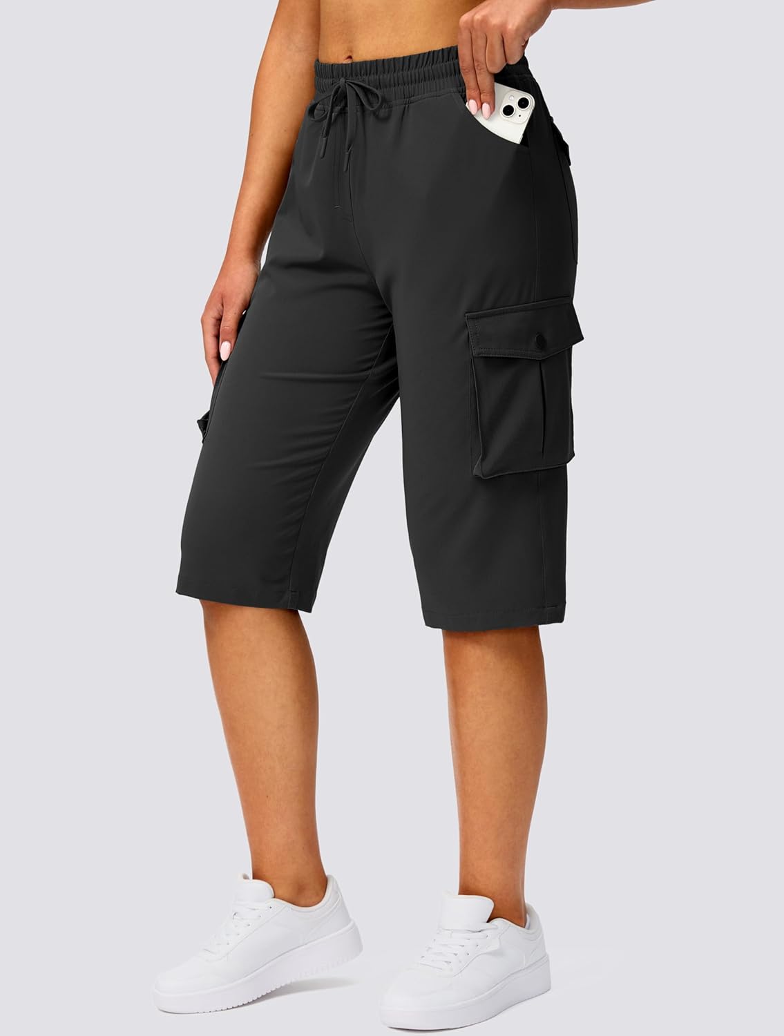 Viodia Women's Lightweight Cargo Bermuda Shorts - 15" Knee-Length for Summer Travel & Fishing