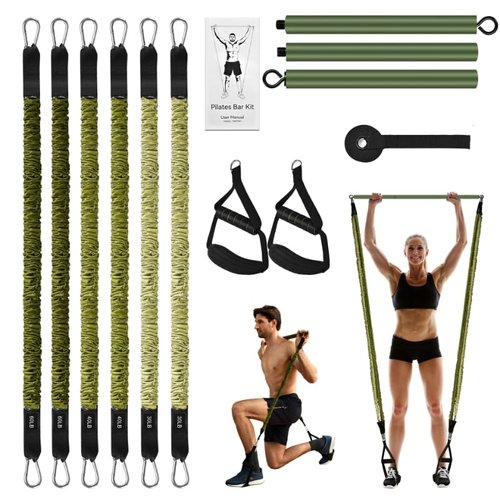 Pilates Bar Kit with Resistance Bands,260LBS Heavy Duty Resistance Bands for Working Out, Strength Pilates Equipment with Handles Door Anchor, Versatile Pilates Kit for Man Woman Full-Body Workouts