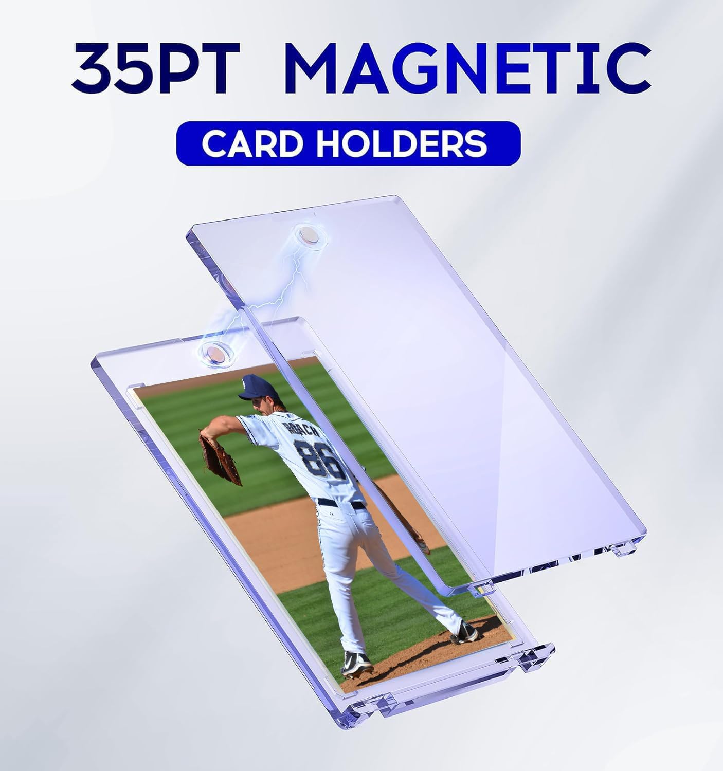 Skiennix Magnetic Card Holder - 50ct One Touch Hard Plastic U-V Protectors for Trading Cards | Sports & Game Safe